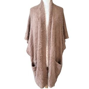Aerie Fuzzy Sweater Cape Cappuccino Color